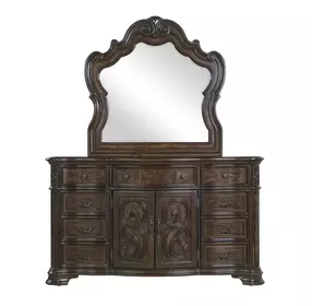 Royale Brown 9 Drawer Dresser and Mirror
