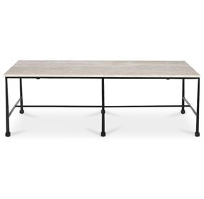 River Botticino and Black Rectangular Marble Top Coffee Table