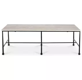 River Botticino and Black Rectangular Marble Top Coffee Table