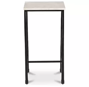 River Botticino and Black Square Marble Top Side Table