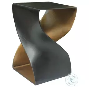 Twist Antique Brass And Black Accent Table