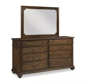 Kingswell Rich Hazelnut 8 Drawer Witham Bureau with Rectangular Mirror