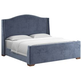 Boulevard Blue and Brown King Upholstered Panel Bed