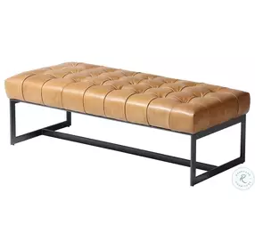 Wyatt Tan Leather Bench