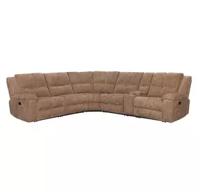 Bronco Plush Tobacco 6 Piece Modular Reclining Sectional with Console and USB Charging