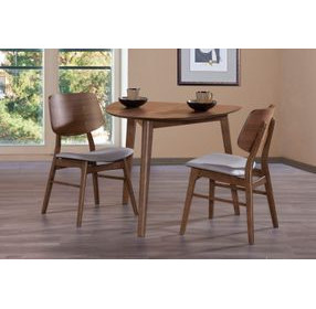 Oscar Walnut and Gray 35" Triangular Corner Dining Set with 2 Cushion Chairs