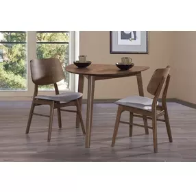 Oscar Walnut and Gray 35" Triangular Corner Dining Set with 2 Cushion Chairs