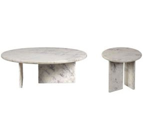 Artifacts Wonder White Round Marble Top Finson Occassional Table Set
