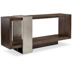Linea Cerused Charcoal And Textured Graphite Metal Console Table
