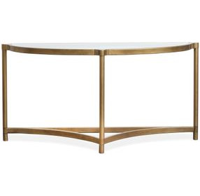 Cassidy Aged Brass and Volakas Classic Demilune Glass Top Sofa Table