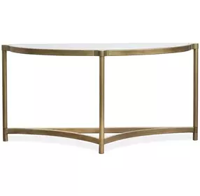 Cassidy Aged Brass and Volakas Classic Demilune Glass Top Sofa Table
