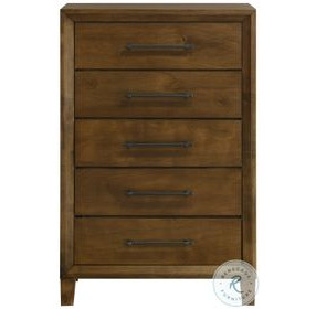 Ballard Walnut Brown 5 Drawer Chest
