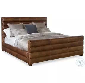 Ollie Laredo Mocha Leather King Upholstered Panel Bed