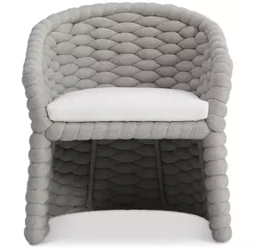 Salinas Nordic Gray and White Performance Fabric Outdoor Arm Chair