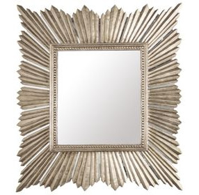 Raymond Silver Leaf Sunburst Rectangular Wall Mirror