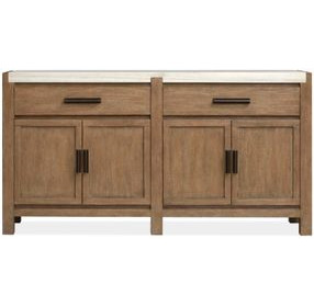 Foxrun Hollow Sierra Brown and White 4 Door Marble Top Sideboard