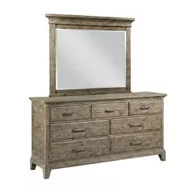 Heritage Timber Sandstone 7 Drawer Farmstead Dresser with Rectangular Mirror