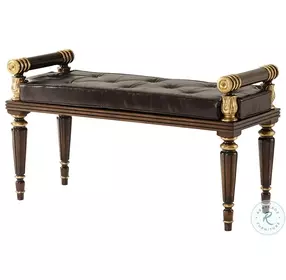 Rep.li.ca Antique Ramsey Mahogany And Italian Gold Rub Upholstered Tufted The Hall Bench
