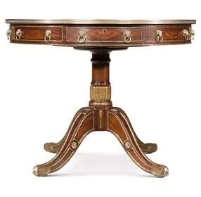Replica Ramsey Mahogany and Gold Round Regency Library Centre Table