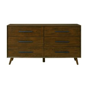Emery Walnut 6 Drawer Dresser