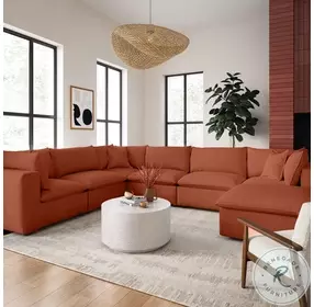 Cali Rust Performance Fabric Modular Large Chaise Sectional