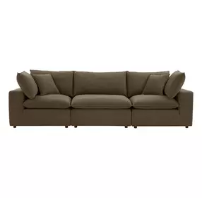 Cali Chocolate Brown Performance Velvet Modular 120" Sofa