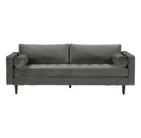 Cave Ash Gray Velvet 89" Sofa