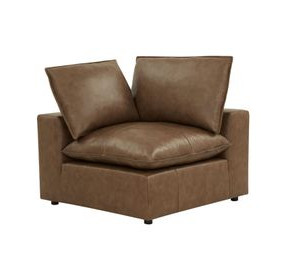 Cali Cognac Brown Leather Corner Chair