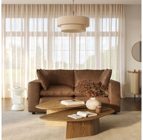 Cali Cognac Brown Leather Modular Loveseat