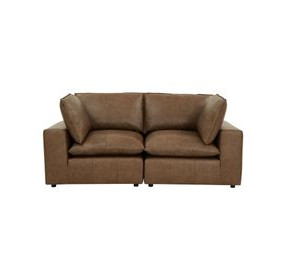 Cali Cognac Brown Leather Modular Loveseat