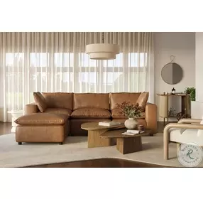 Cali Cognac Brown Leather Modular Sectional