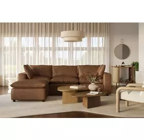 Cali Cognac Brown Leather Modular Sectional