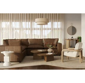 Cali Cognac Brown Leather Modular L-Sectional