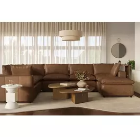 Cali Cognac Brown Leather Modular Large Chaise Sectional