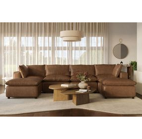 Cali Cognac Brown Leather Modular U- Chaise Sectional