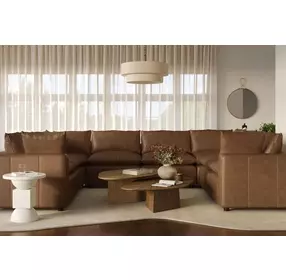 Cali Cognac Brown Leather Modular U-Sofa Sectional