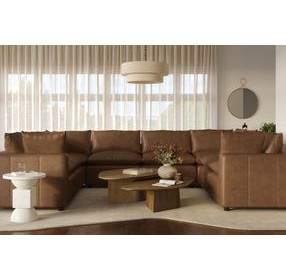 Cali Cognac Brown Leather Modular U-Sofa Sectional