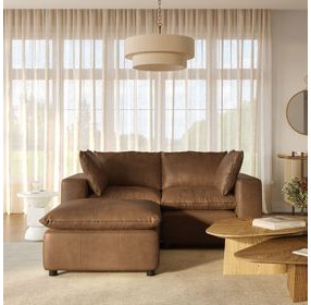 Cali Cognac Brown Leather Modular Small Sectional