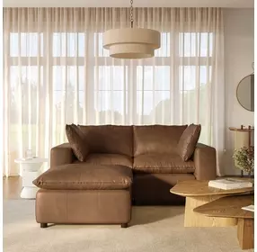 Cali Cognac Brown Leather Modular Small Sectional