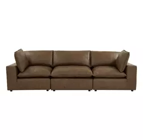 Cali Cognac Brown Leather Modular 120" Sofa
