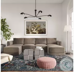 Willow Taupe Velvet Modular U Sectional