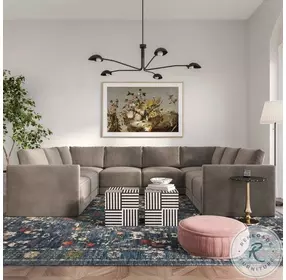 Willow Taupe Velvet Modular Large U Sectional