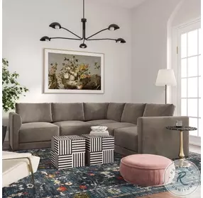 Willow Taupe Velvet Modular L Sectional