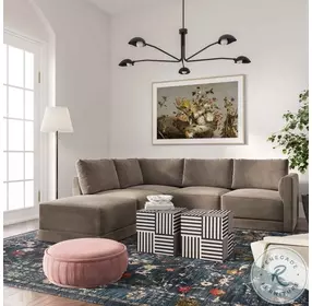 Willow Taupe Velvet Modular LAF Sectional