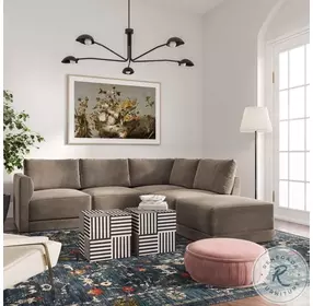 Willow Taupe Velvet Modular RAF Sectional