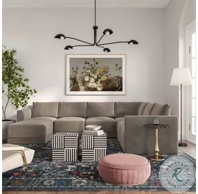 Willow Taupe Velvet Modular Large Chaise Sectional