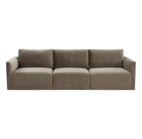 Willow Taupe Velvet Modular 105" Sofa
