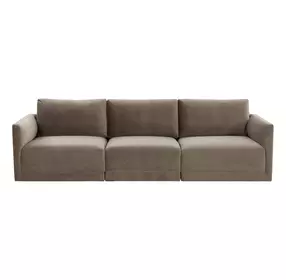 Willow Taupe Velvet Modular 105" Sofa