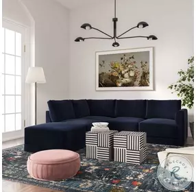 Willow Navy Velvet Modular LAF Sectional