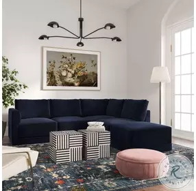 Willow Navy Velvet Modular RAF Sectional